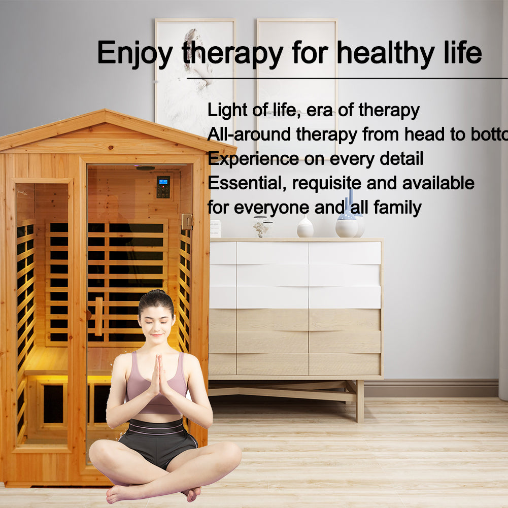 2 Person Far Infrared Sauna, Old Fir Indoor/Outdoor Home Sauna