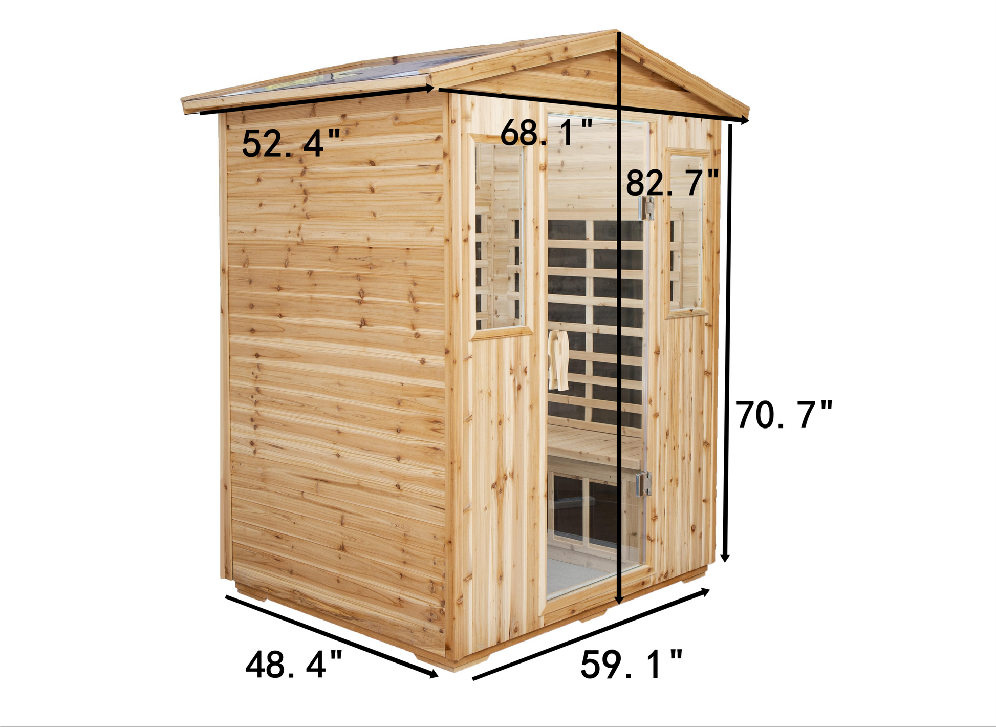 4 Person Outdoor Infrared Sauna, Old Fir with Bluetooth and LED