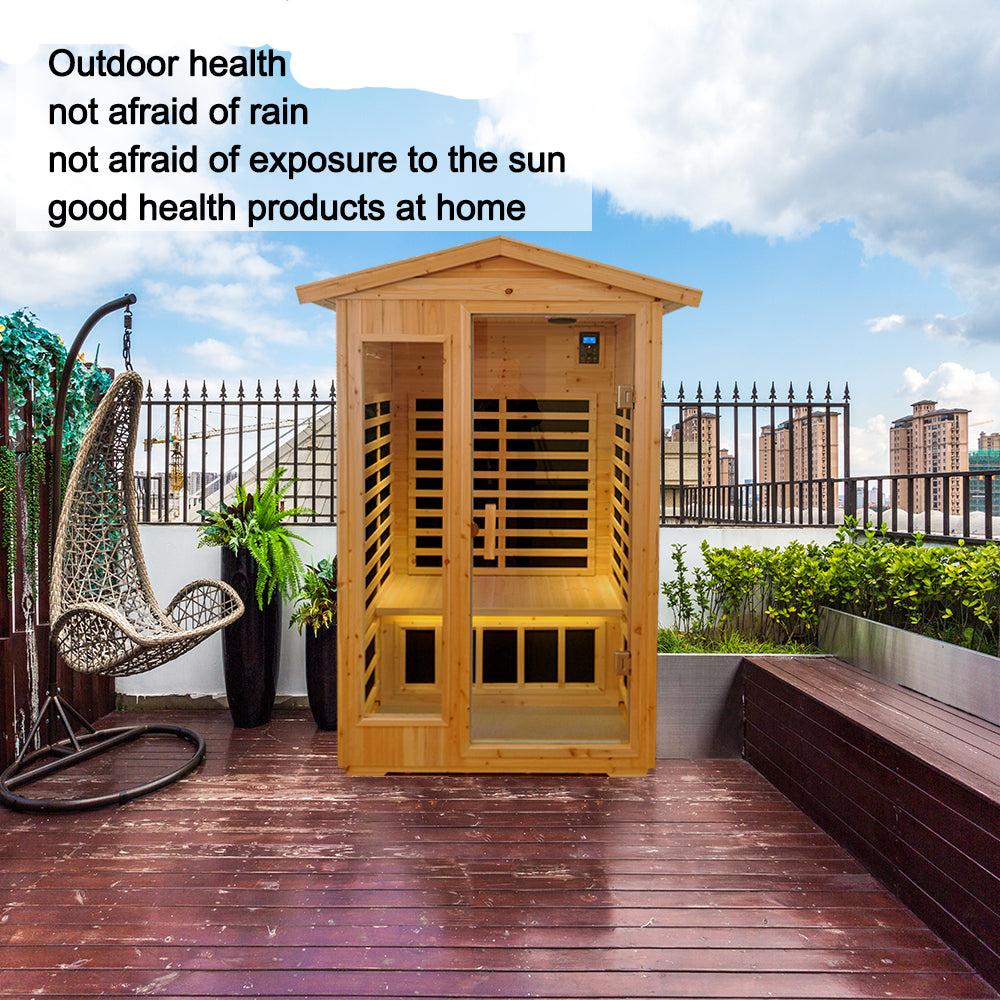 2 Person Far Infrared Sauna, Old Fir Indoor/Outdoor Home Sauna