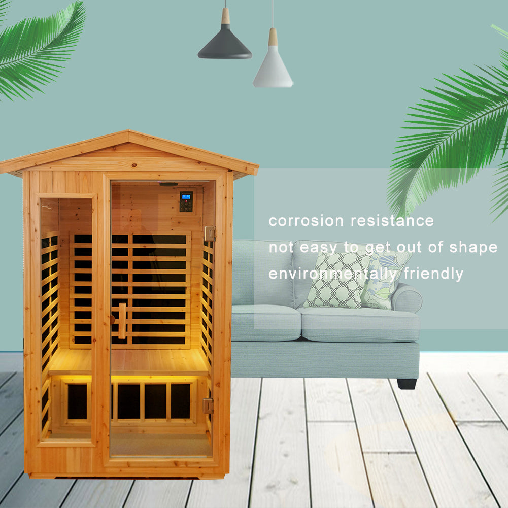 2 Person Far Infrared Sauna, Old Fir Indoor/Outdoor Home Sauna