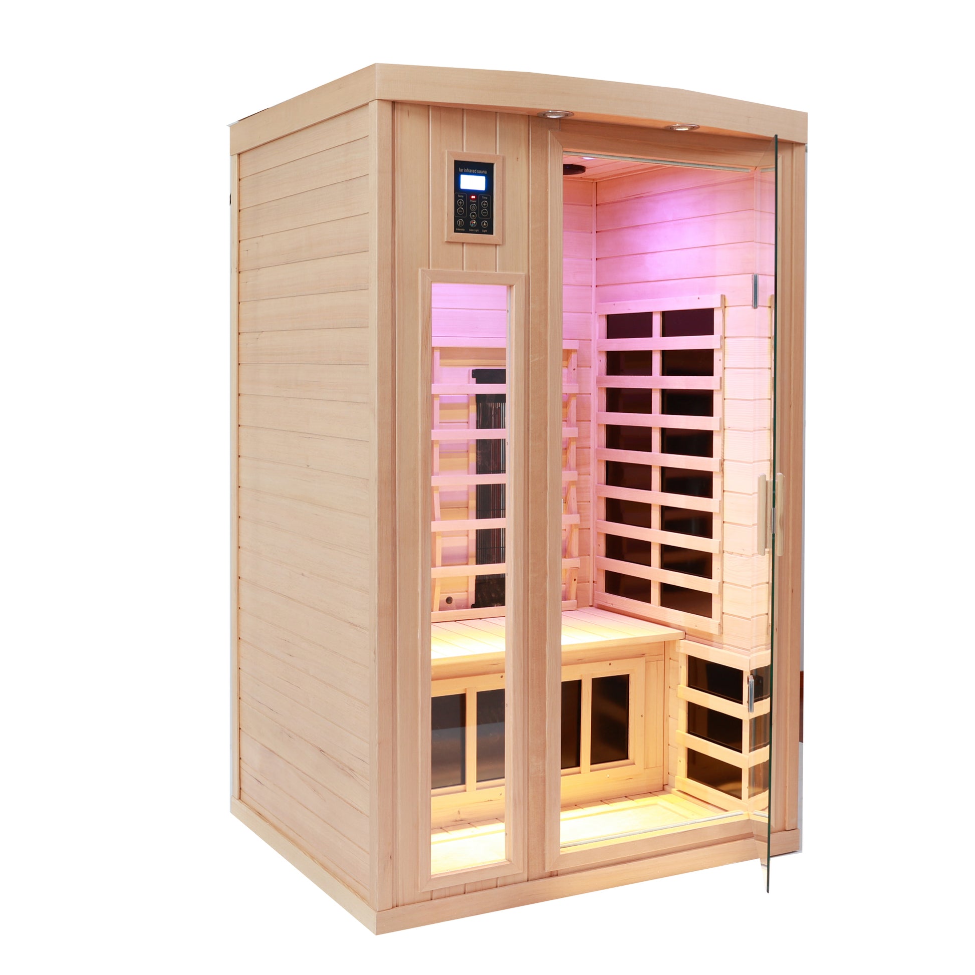 2 Person Infrared Home Sauna in Hemlock, LED and Bluetooth