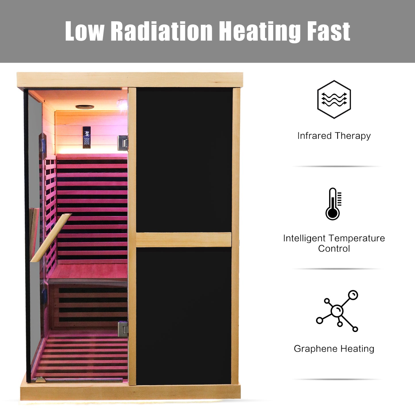 2 Person Sauna, Infrared Sauna Room For Home, LED and Bluetooth