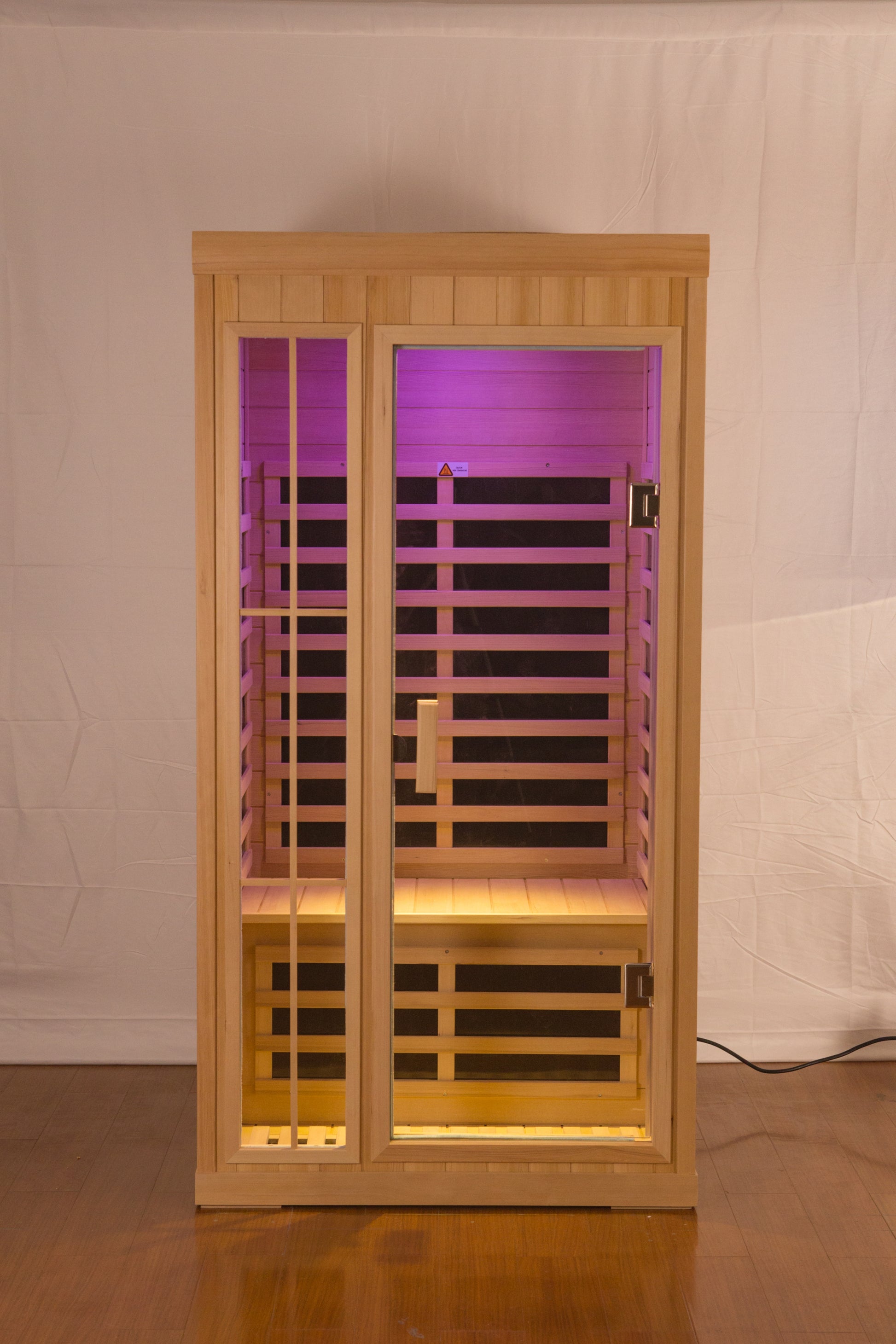 1-2 Person Infrared Home Sauna in Hemlock, Deluxe Version with LED and Bluetooth