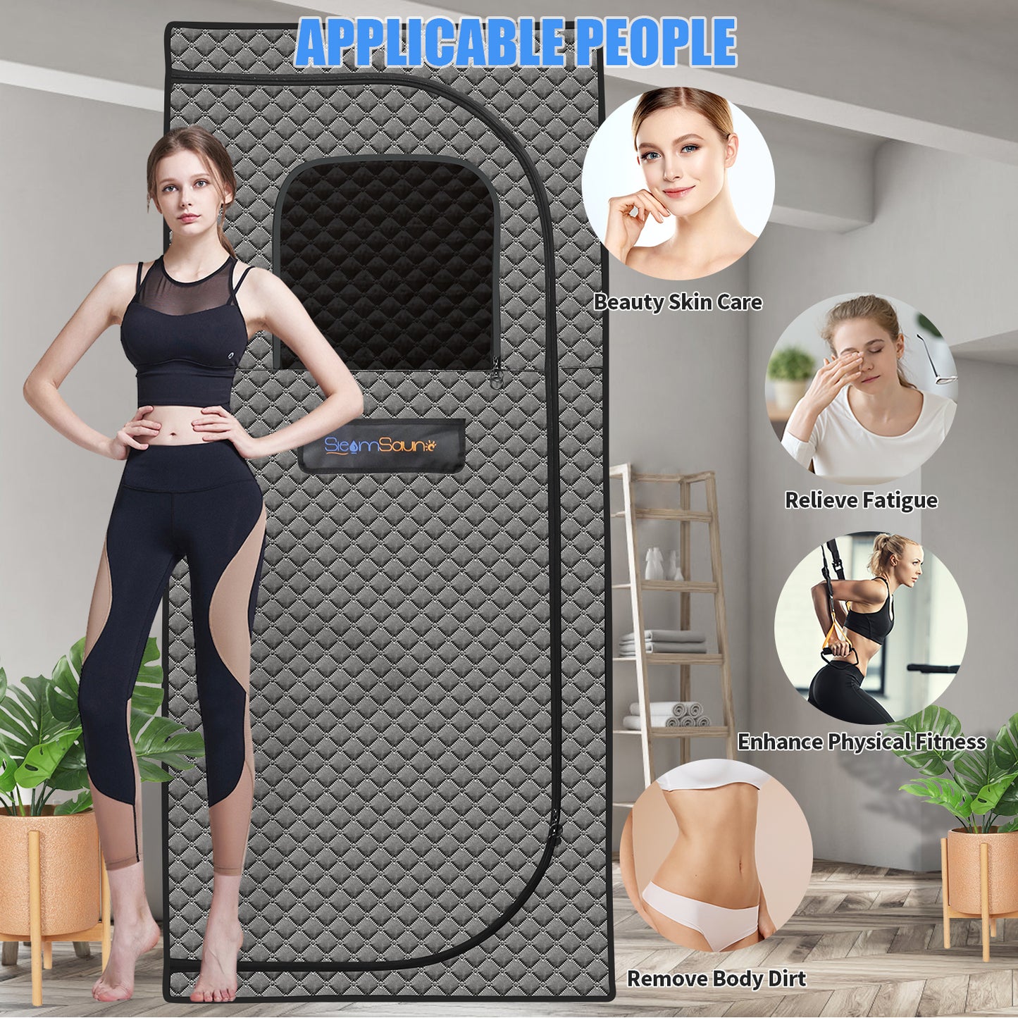 Portable Sauna for Home, Personal Indoor Steam Tent with Chair and Remote