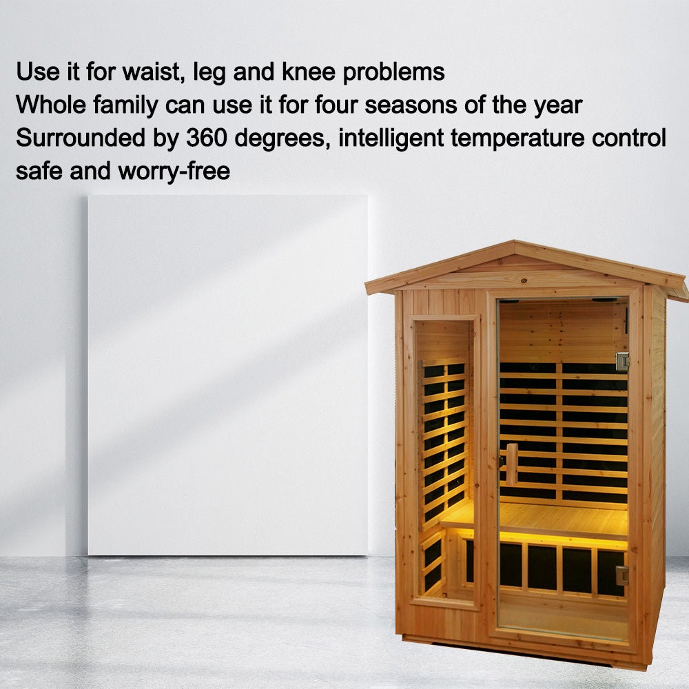 2 Person Far Infrared Sauna, Old Fir Indoor/Outdoor Home Sauna