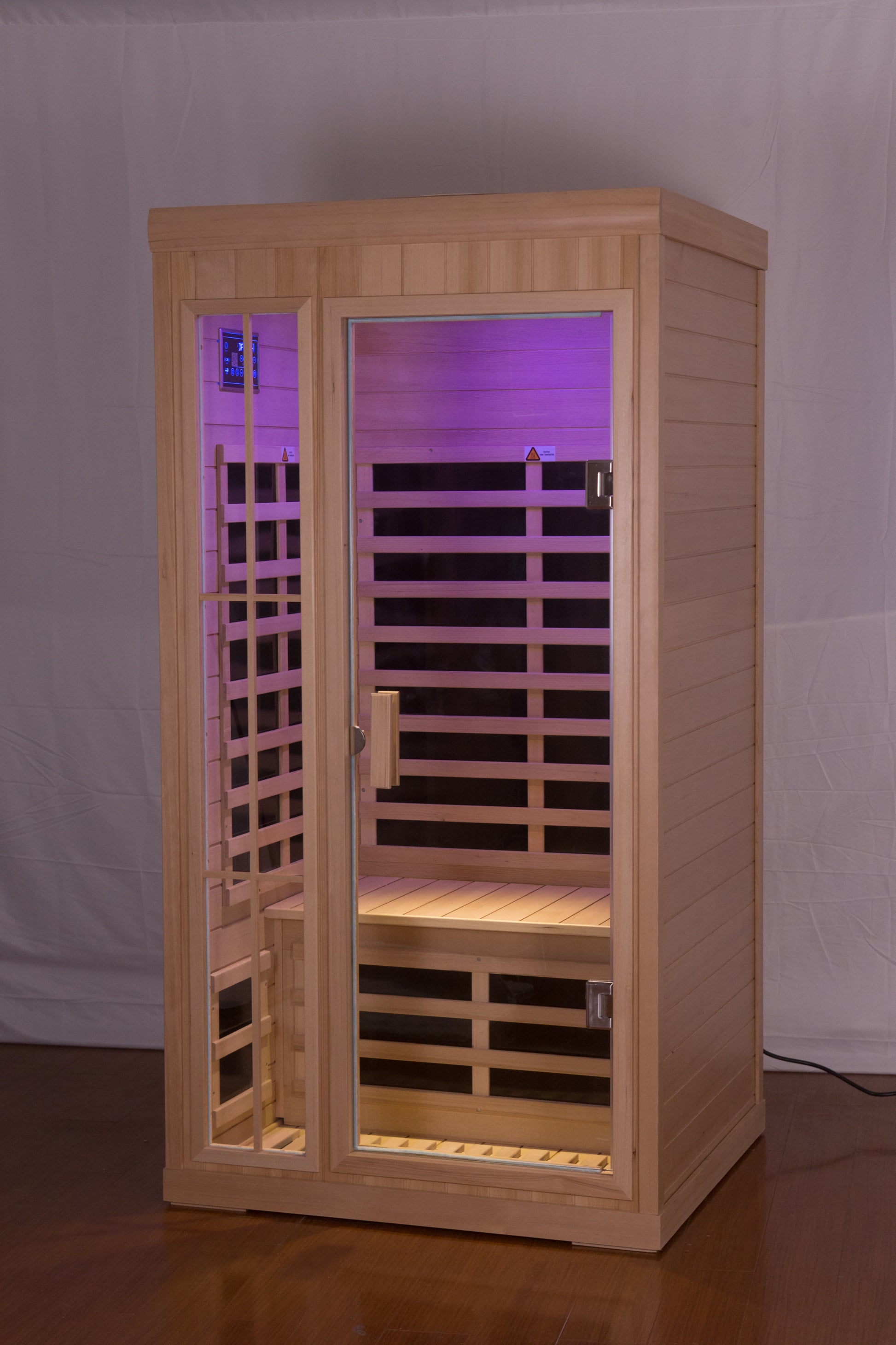 1-2 Person Infrared Home Sauna in Hemlock, Deluxe Version with LED and Bluetooth