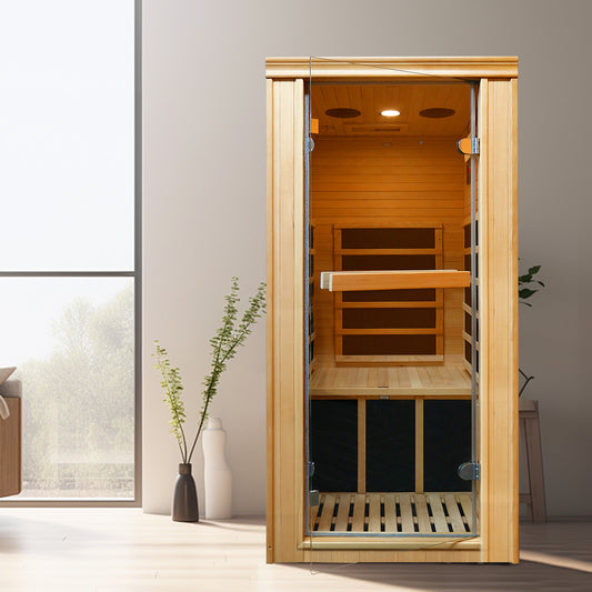 1 Person Far Infrared Sauna for Home, Personal Hemlock Sauna with Bluetooth