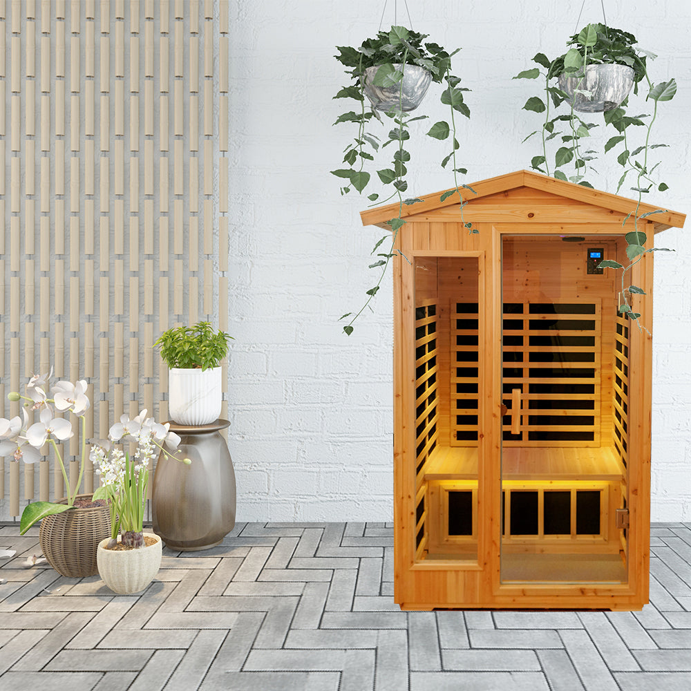 2 Person Far Infrared Sauna, Old Fir Indoor/Outdoor Home Sauna