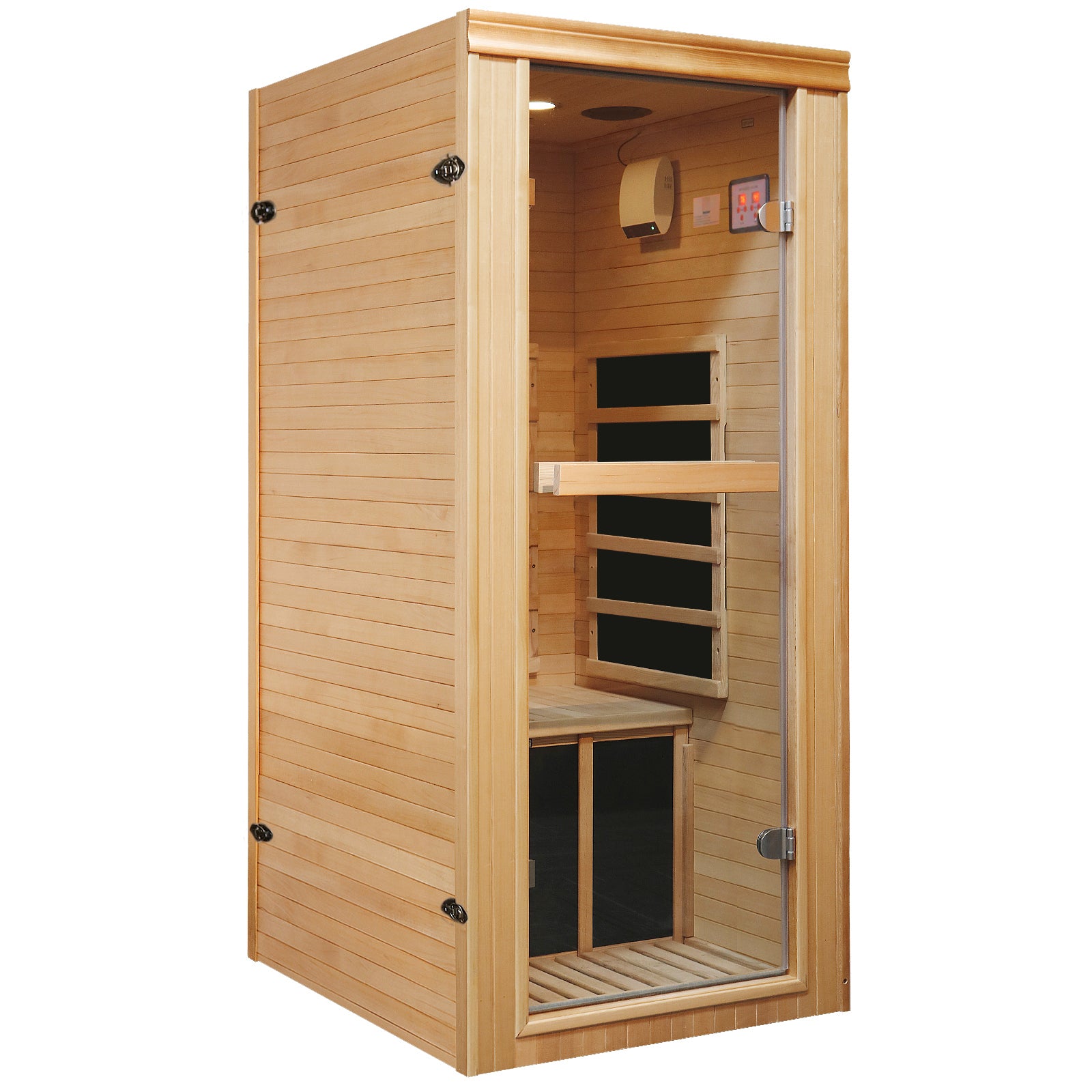 1 Person Far Infrared Sauna for Home, Personal Hemlock Sauna with Bluetooth