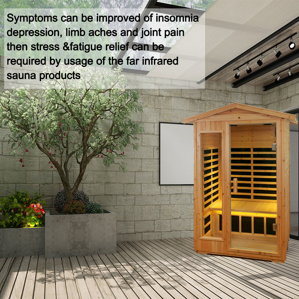 2 Person Far Infrared Sauna, Old Fir Indoor/Outdoor Home Sauna