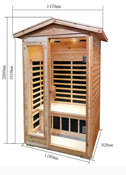 2 Person Far Infrared Sauna, Old Fir Indoor/Outdoor Home Sauna