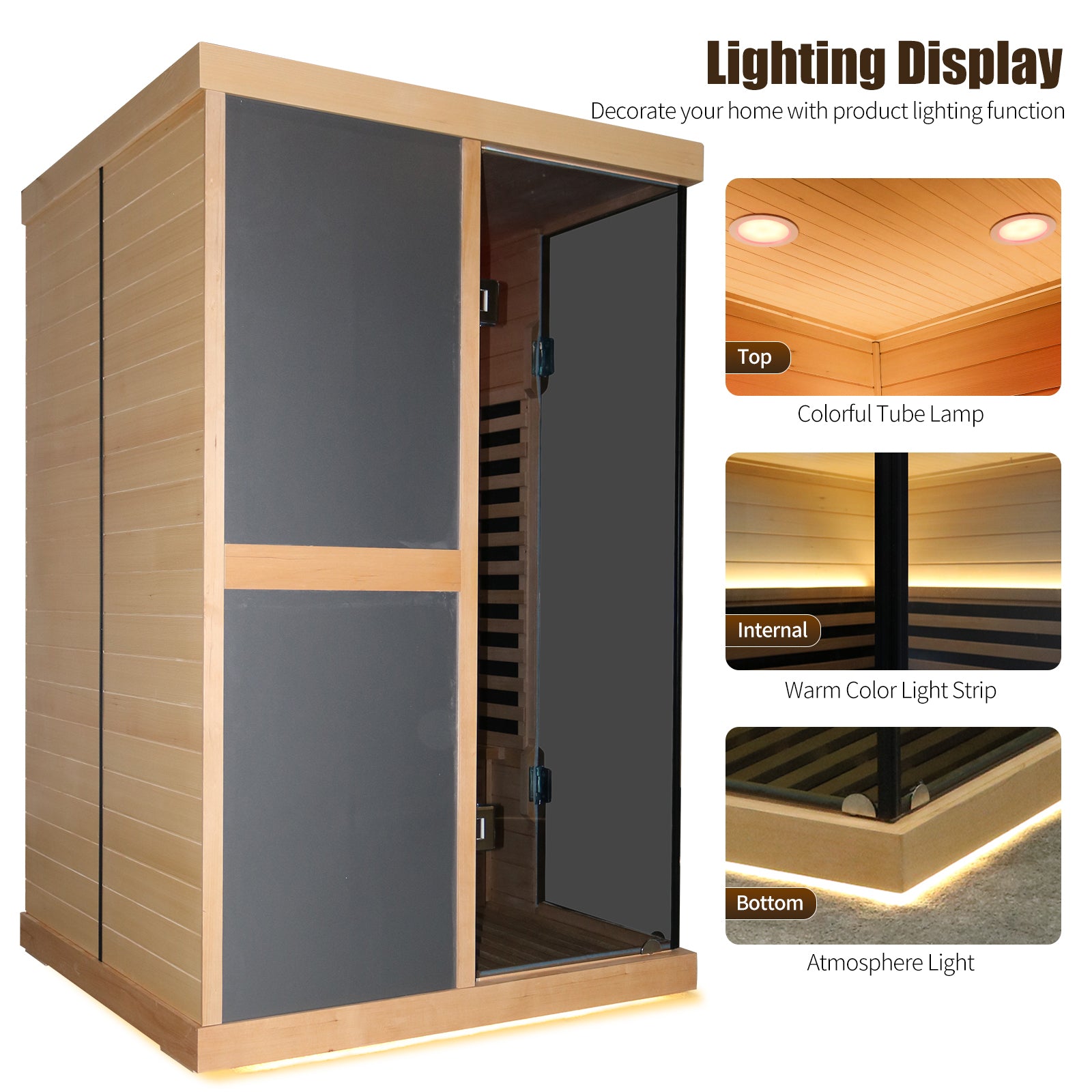 2 Person Sauna, Infrared Sauna Room For Home, LED and Bluetooth