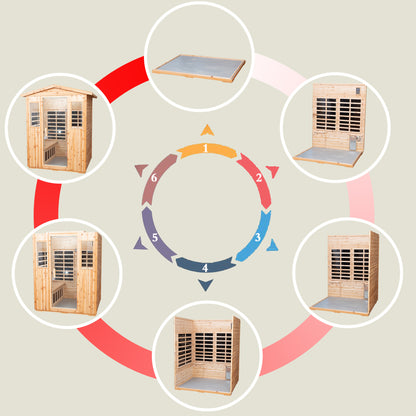 4 Person Outdoor Infrared Sauna, Old Fir with Bluetooth and LED