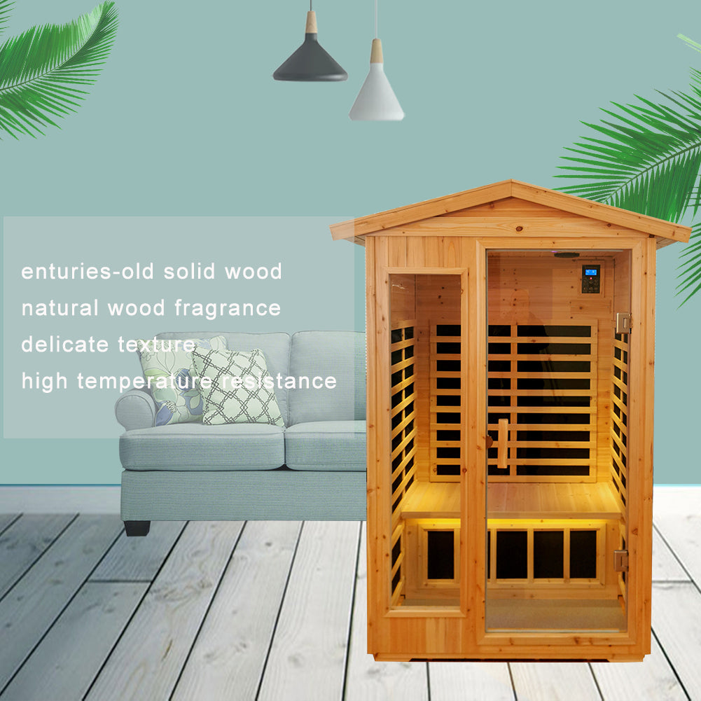 2 Person Far Infrared Sauna, Old Fir Indoor/Outdoor Home Sauna